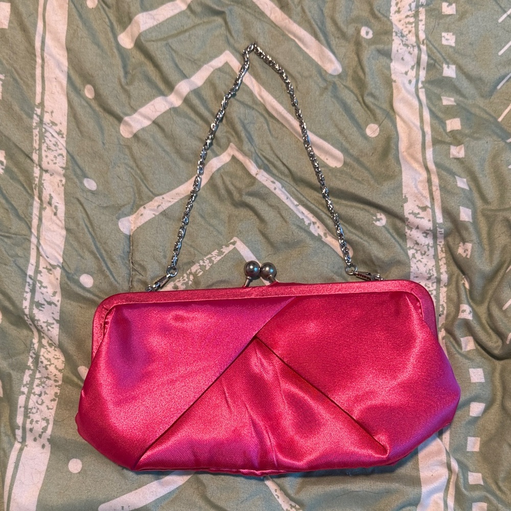 Elegant Pink Satin Clutch